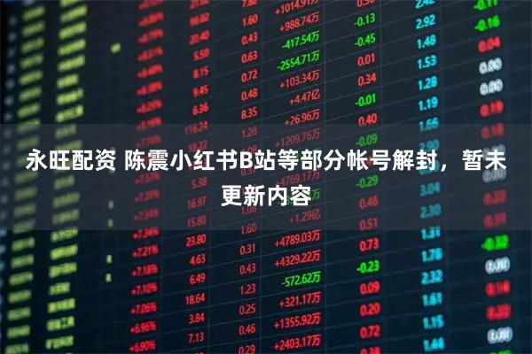 永旺配资 陈震小红书B站等部分帐号解封,暂未更新内容
